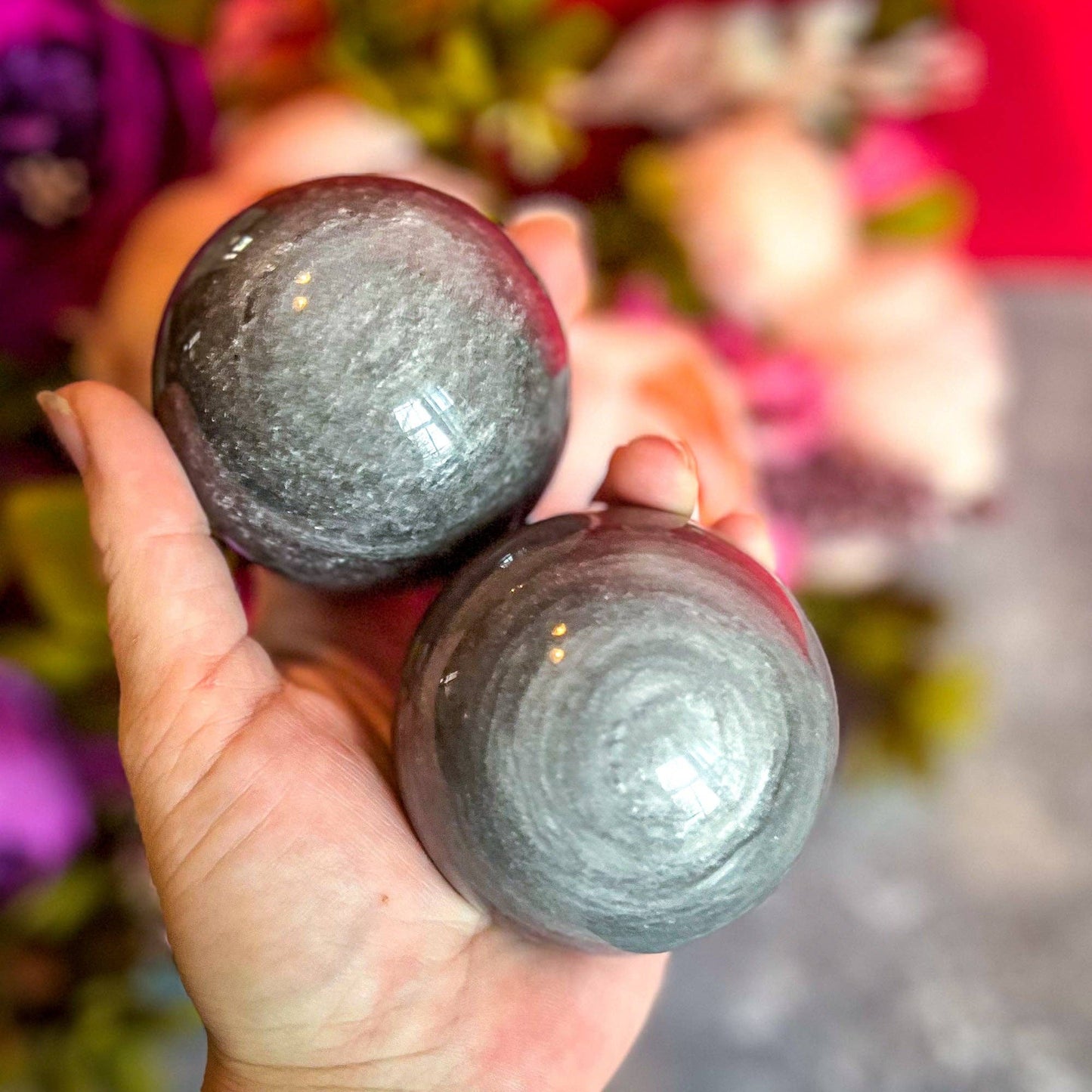 Silver Obsidian Spheres, Ethically Sourced Crystal Balls