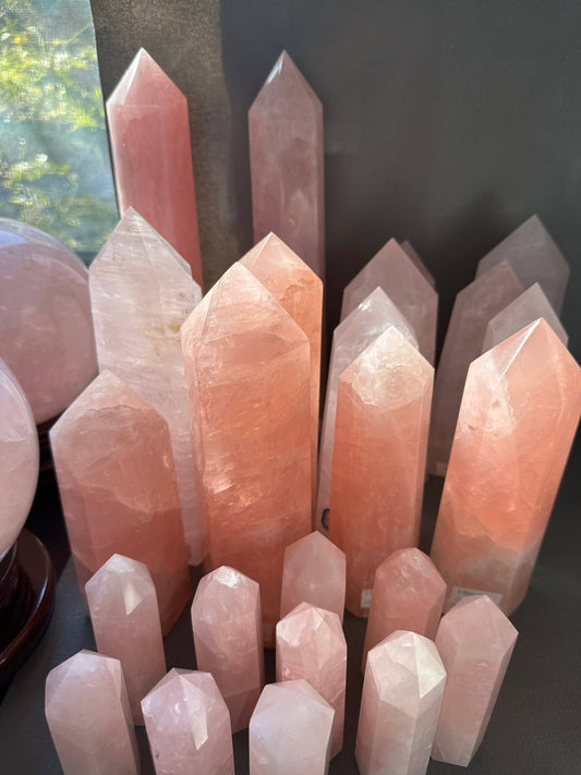 Large Rose Quartz Tower - Natural Crystal Point, Healing Stone, Love and Harmony, Reiki Energy