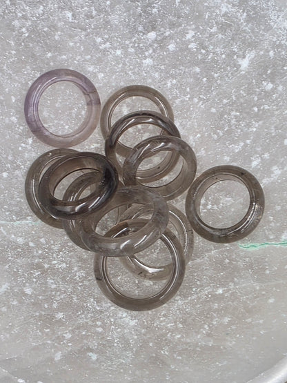 Smoky Quartz Gemstone Band Ring