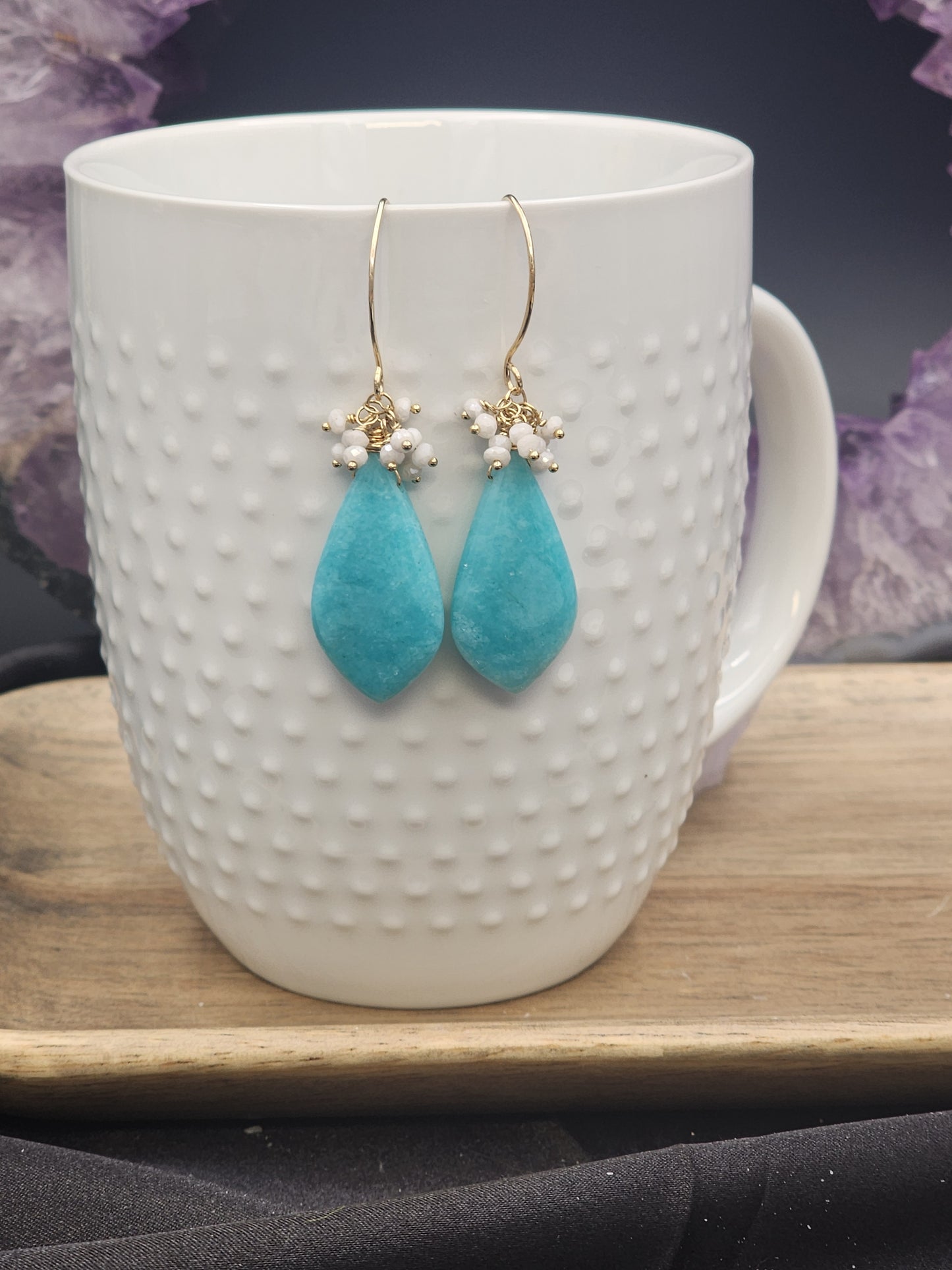 14k Gold-Filled Peruvian Amazonite & Silverite Gemstone Earrings