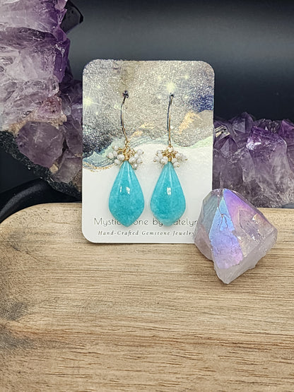 14k Gold-Filled Peruvian Amazonite & Silverite Gemstone Earrings