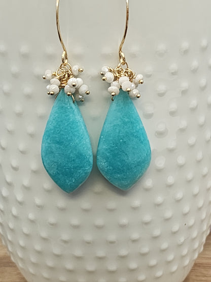 14k Gold-Filled Peruvian Amazonite & Silverite Gemstone Earrings