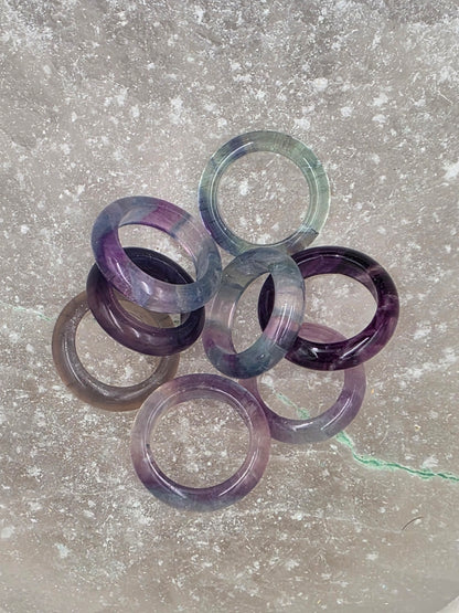 Fluorite Gemstone Band Ring