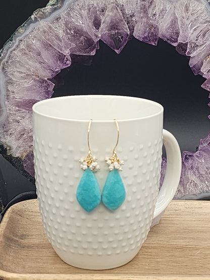 14k Gold-Filled Peruvian Amazonite & Silverite Gemstone Earrings