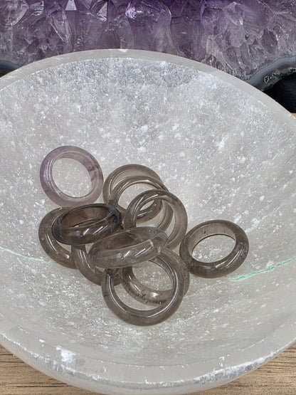 Smoky Quartz Gemstone Band Ring