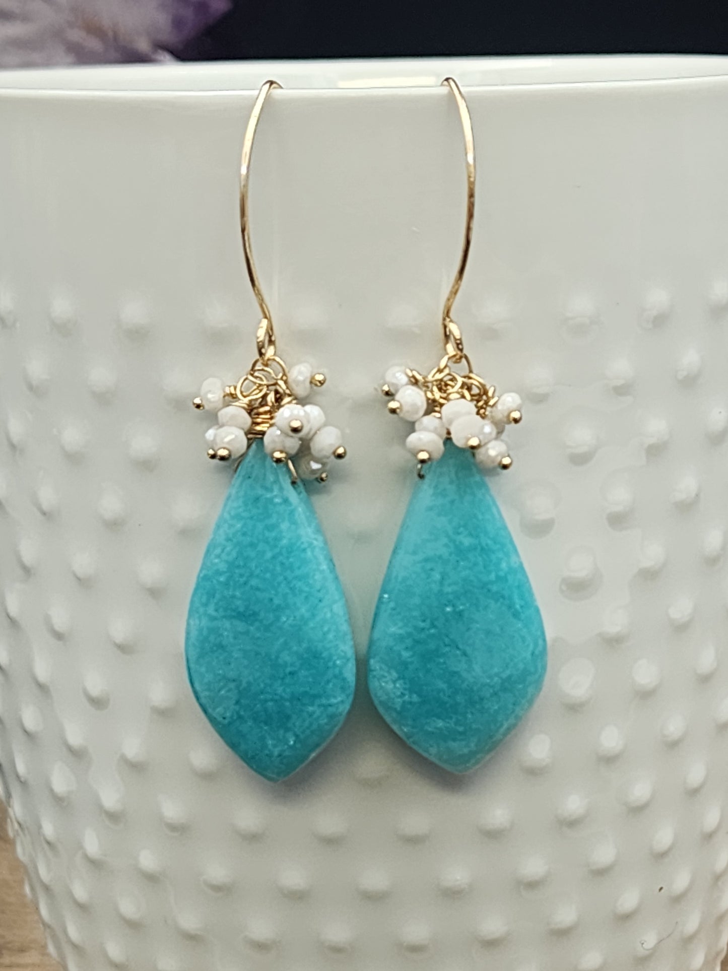 14k Gold-Filled Peruvian Amazonite & Silverite Gemstone Earrings