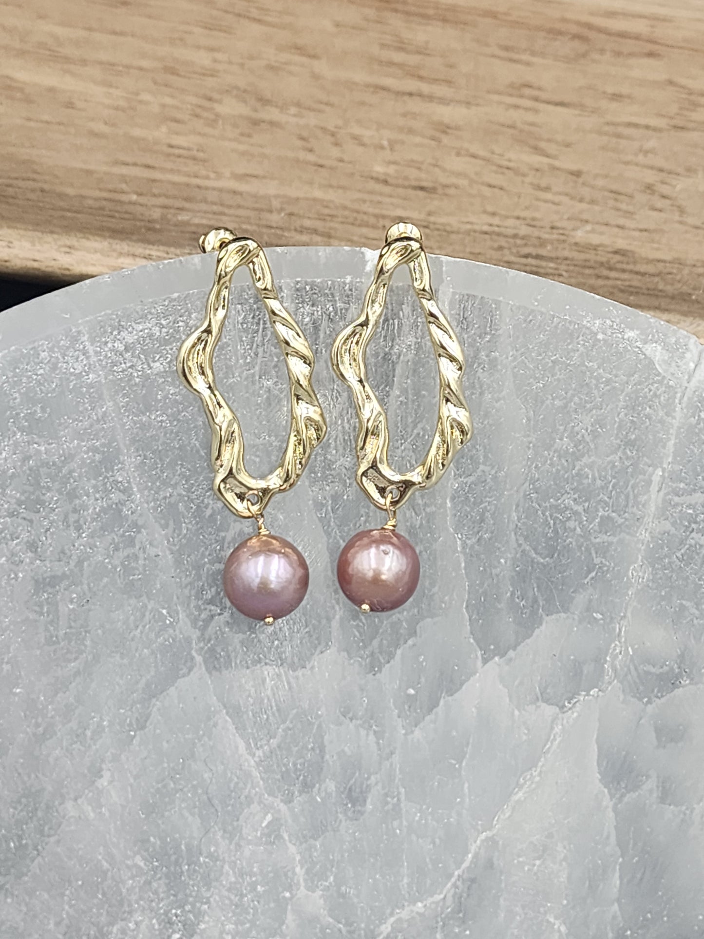 14k Gold-Plated Cultured Pearl Abstract Earrings