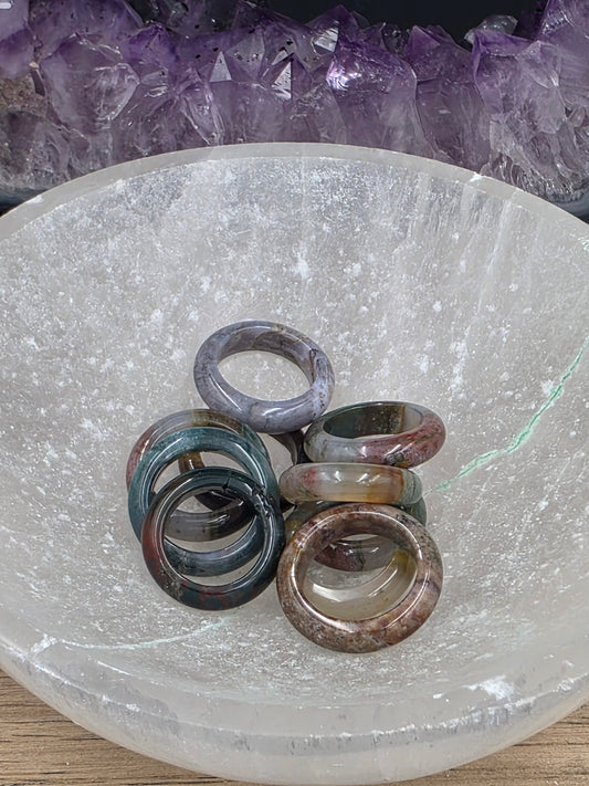 Ocean Jasper Gemstone Band Ring Assorted Sizes Lot of10 Pcs