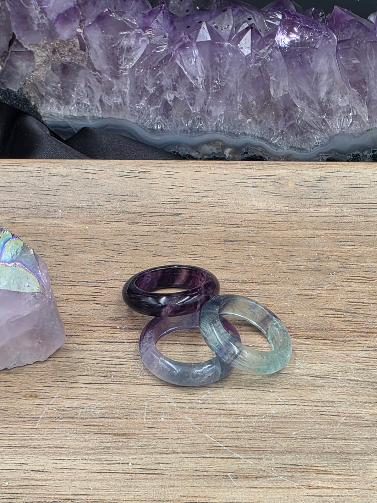 Fluorite Gemstone Band Ring
