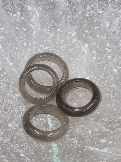 Smoky Quartz Gemstone Band Ring
