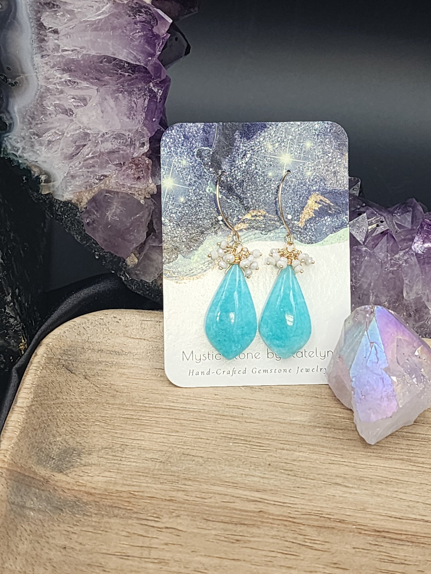 14k Gold-Filled Peruvian Amazonite & Silverite Gemstone Earrings