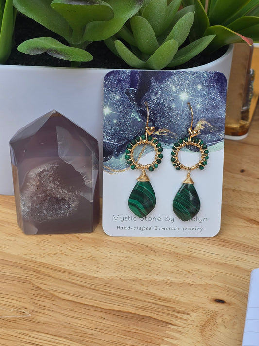 14k Gold-Filled Malachite Gemstone Earrings