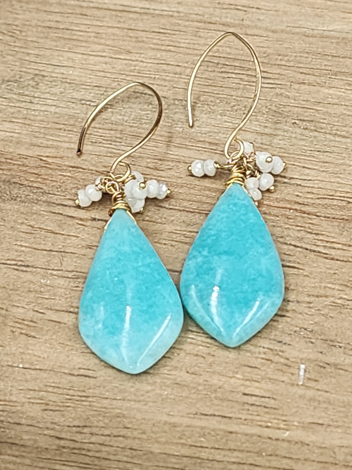 14k Gold-Filled Peruvian Amazonite & Silverite Gemstone Earrings