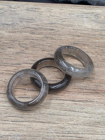 Smoky Quartz Gemstone Band Ring