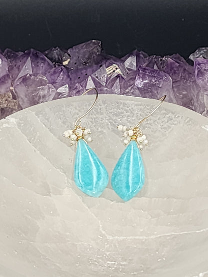 14k Gold-Filled Peruvian Amazonite & Silverite Gemstone Earrings