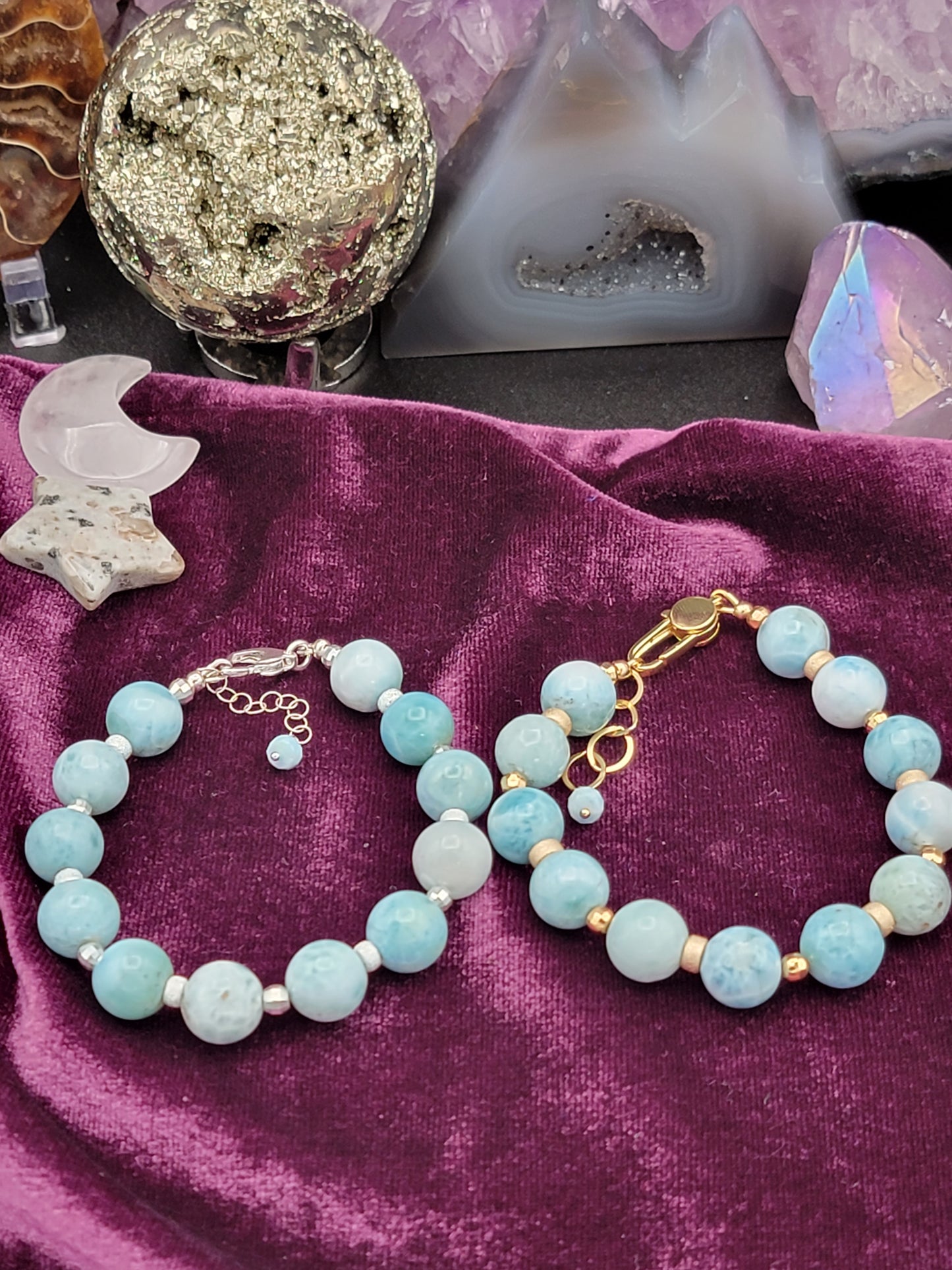 14k Gold Filled or Sterling Silver Larimar Bracelet