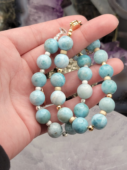 14k Gold Filled or Sterling Silver Larimar Bracelet