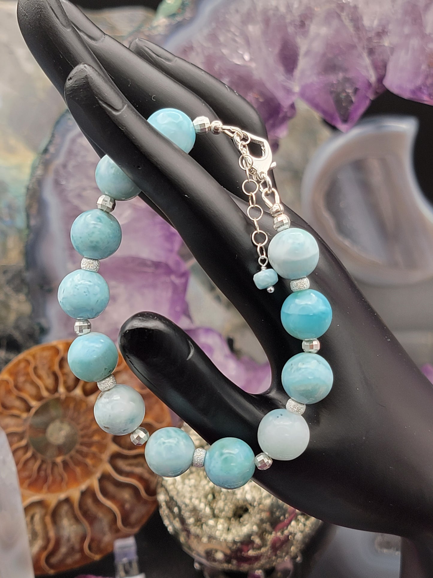 14k Gold Filled or Sterling Silver Larimar Bracelet