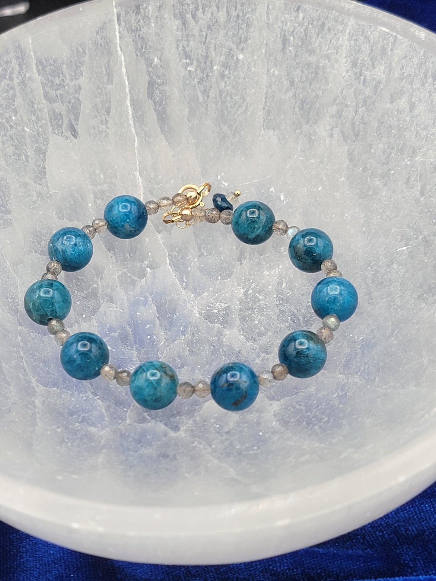 AAA Blue Apatite, Labradorite and 14k Gold-Fill Bracelet