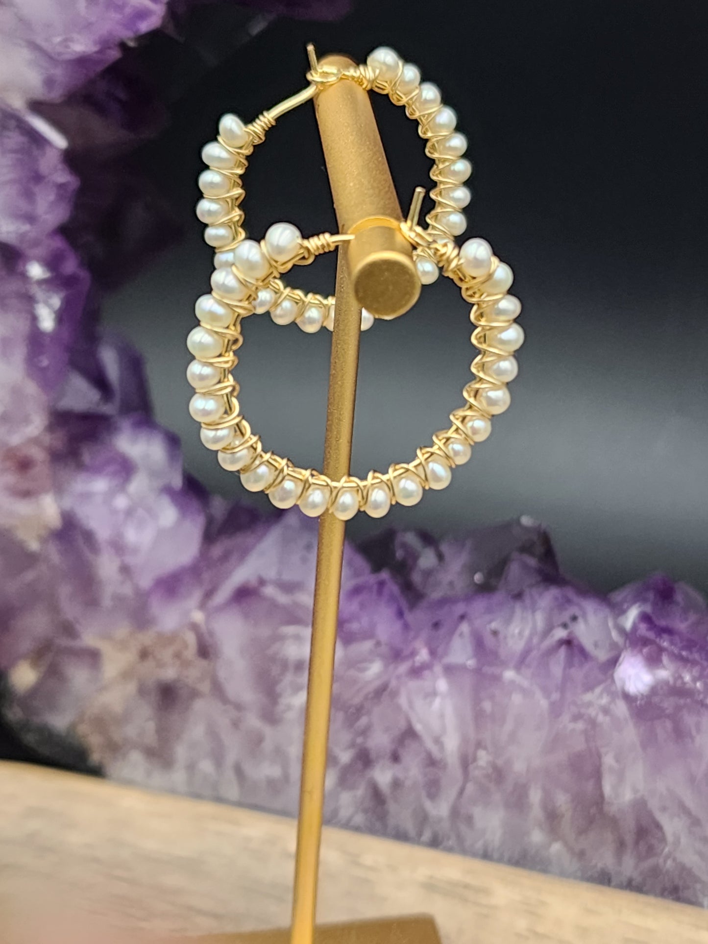 14k Gold Filled Freshwater Pearl hoop Earrings, 4 hoop sizes available