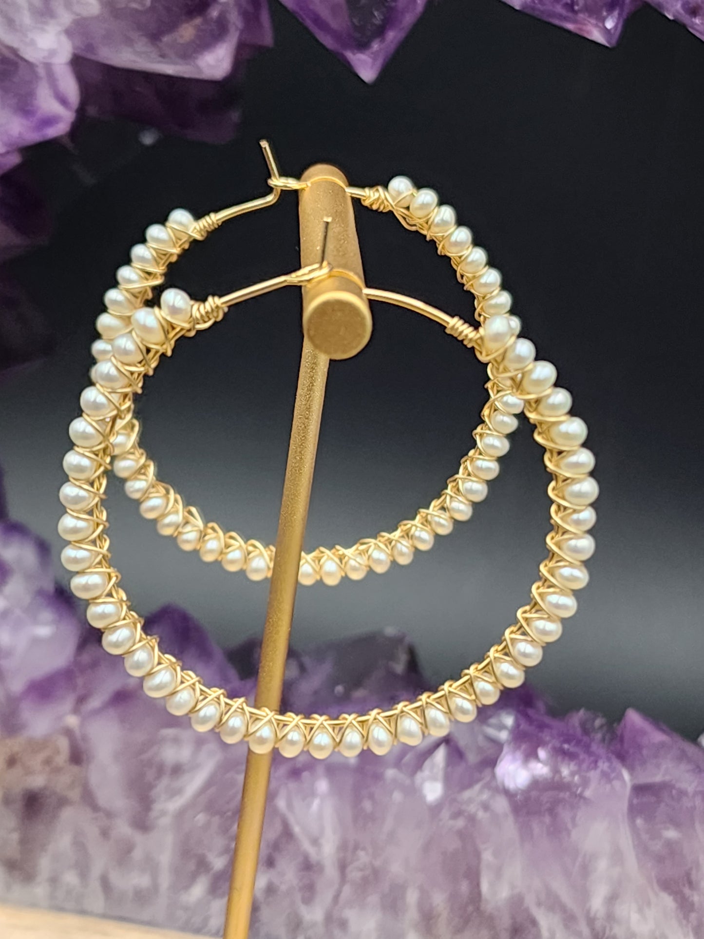 14k Gold Filled Freshwater Pearl hoop Earrings, 4 hoop sizes available