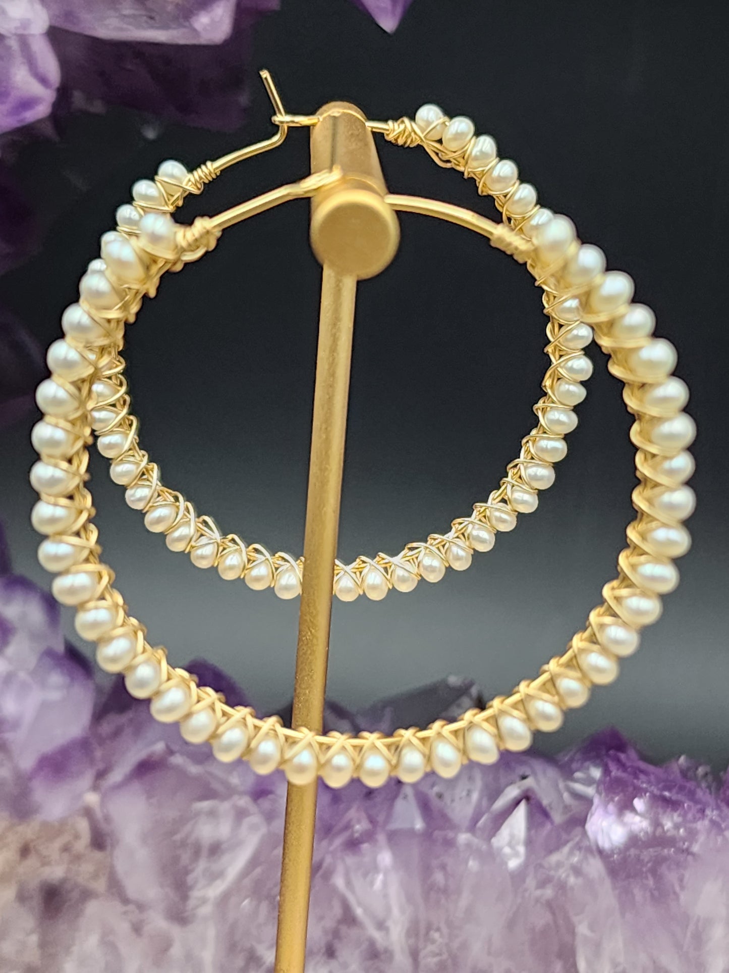 14k Gold Filled Freshwater Pearl hoop Earrings, 4 hoop sizes available