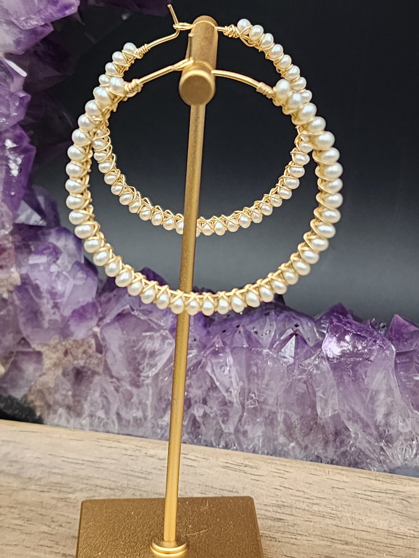 14k Gold Filled Freshwater Pearl hoop Earrings, 4 hoop sizes available