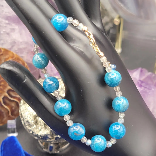 AAA Blue Apatite, Labradorite and 14k Gold-Fill Bracelet